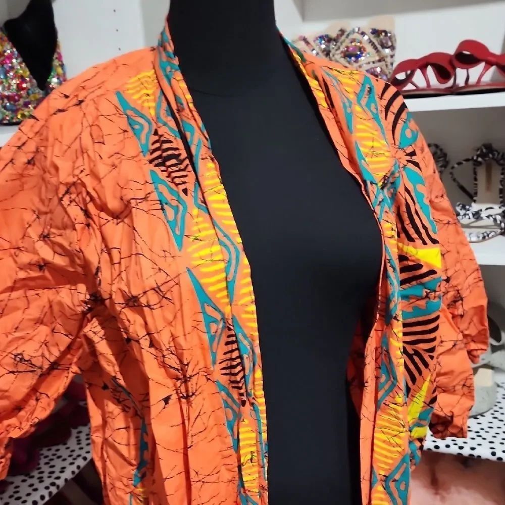 Vibrant Orange Patterned Robe - Picture 6 of 9
